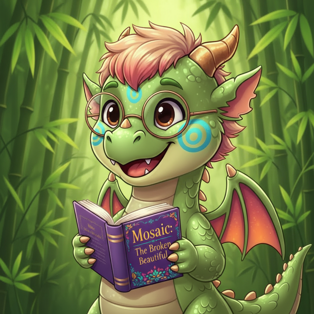 Pale Green Dragon with Book